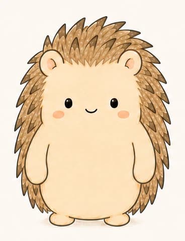 大きなピンクの手を持つ、ハリネズミのちま