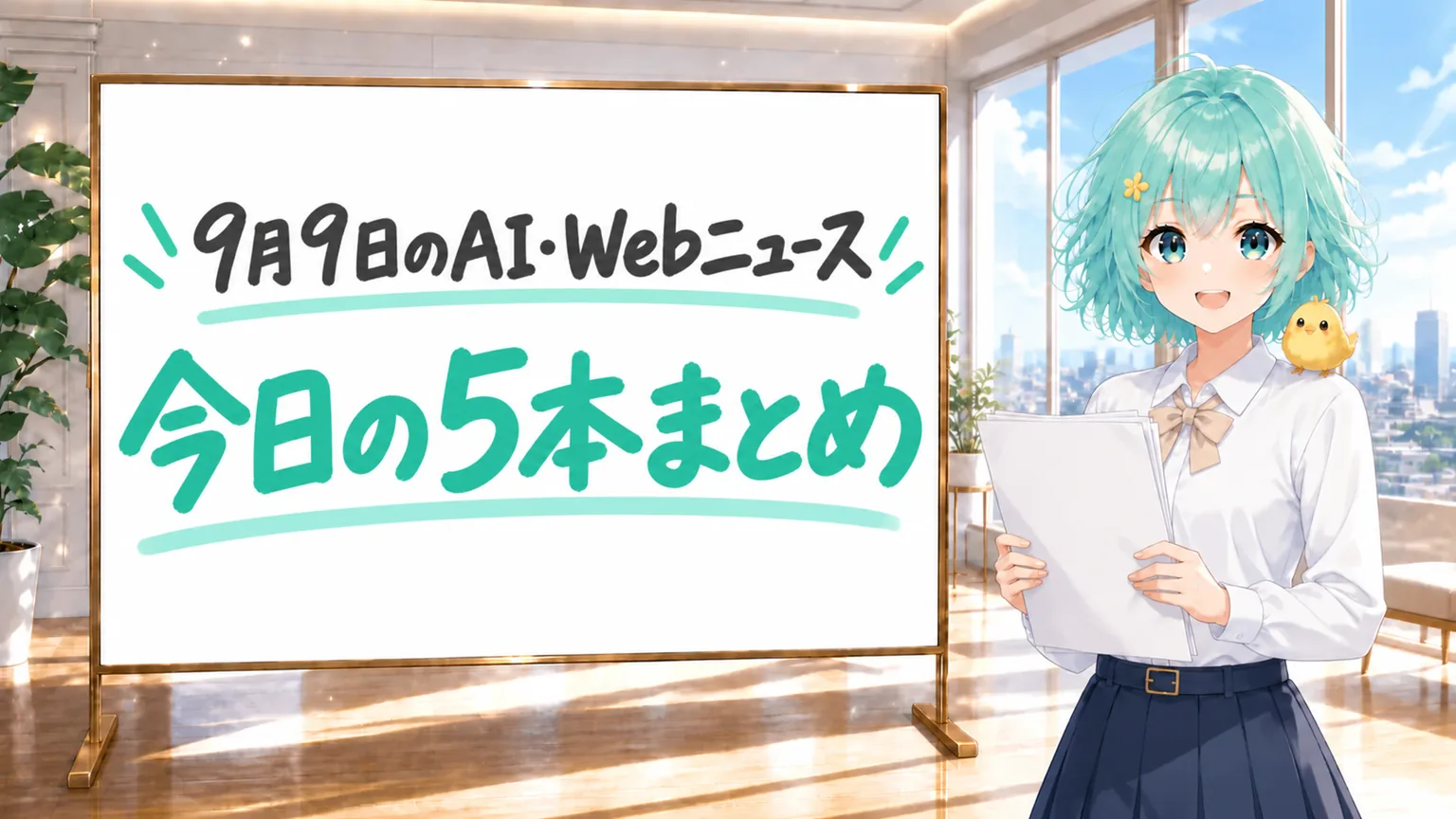 9月9日のAI・Webニュース5本をまとめた図