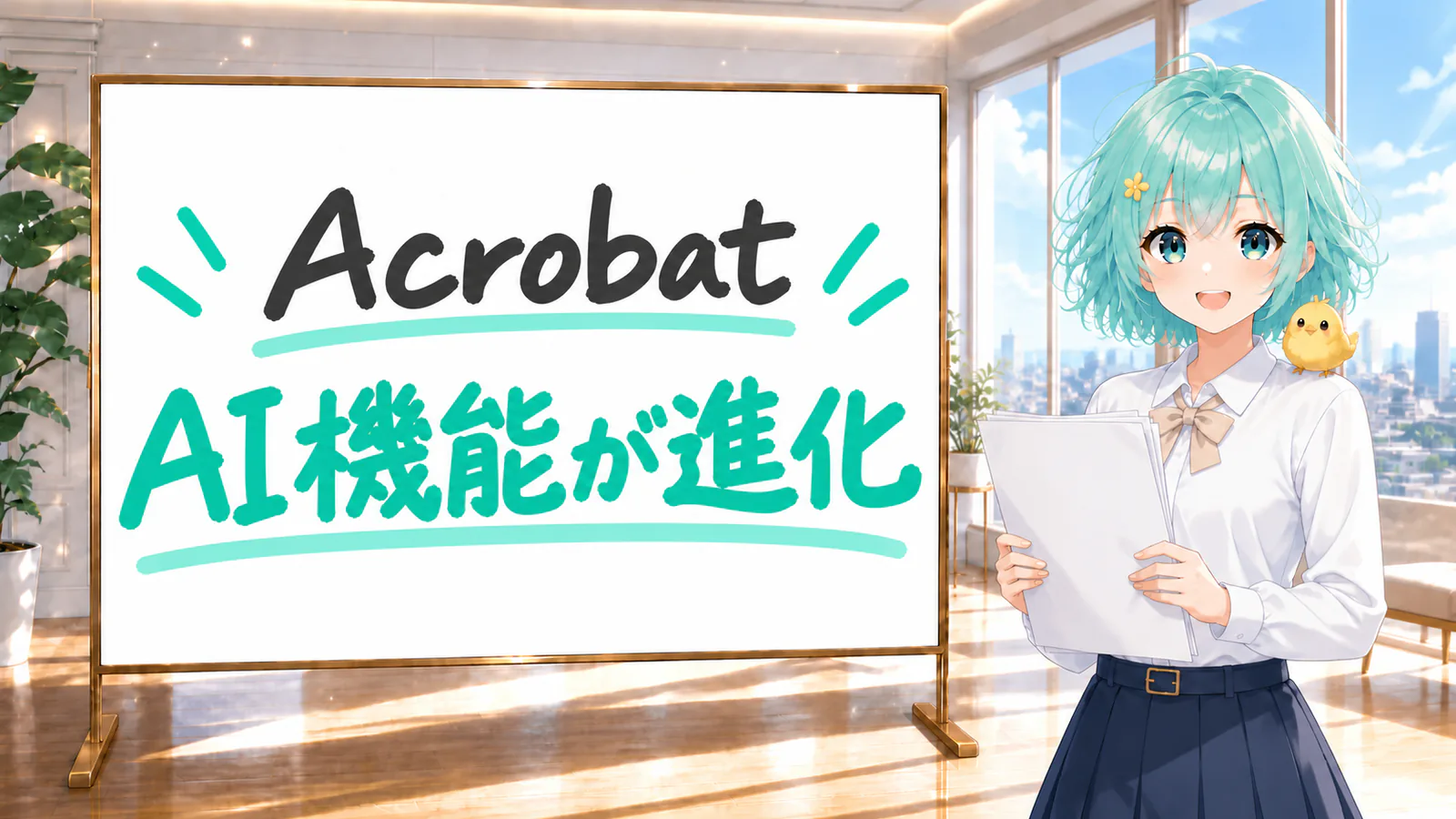 Adobe AcrobatでPDFを音声や資料に展開できることを紹介する図