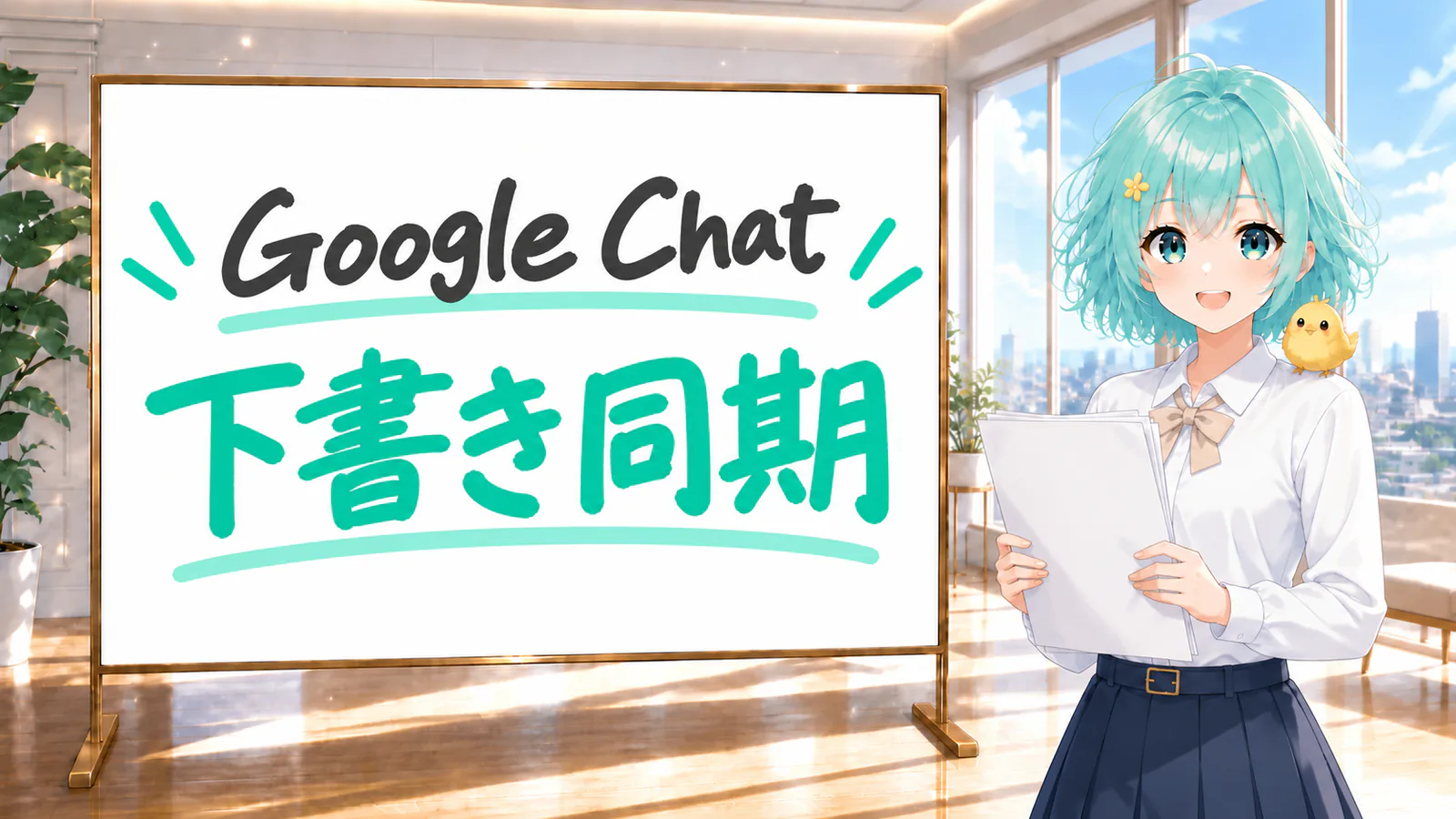 Google Chatで下書きを端末間で引き継げることを紹介する図