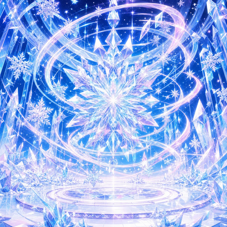 舞う雪とパステルネオンの光が交差するジャケットイラスト