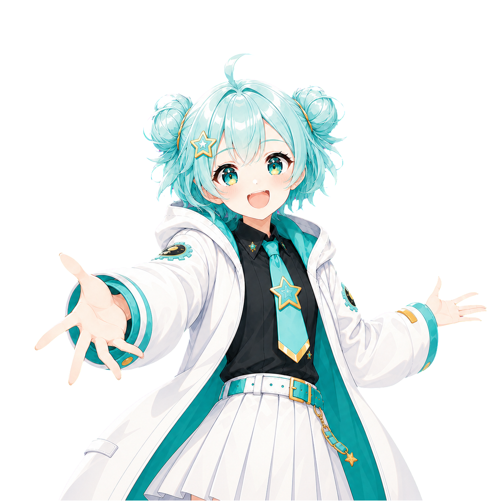 両手を広げて親しみやすく迎える、なのはのイラスト