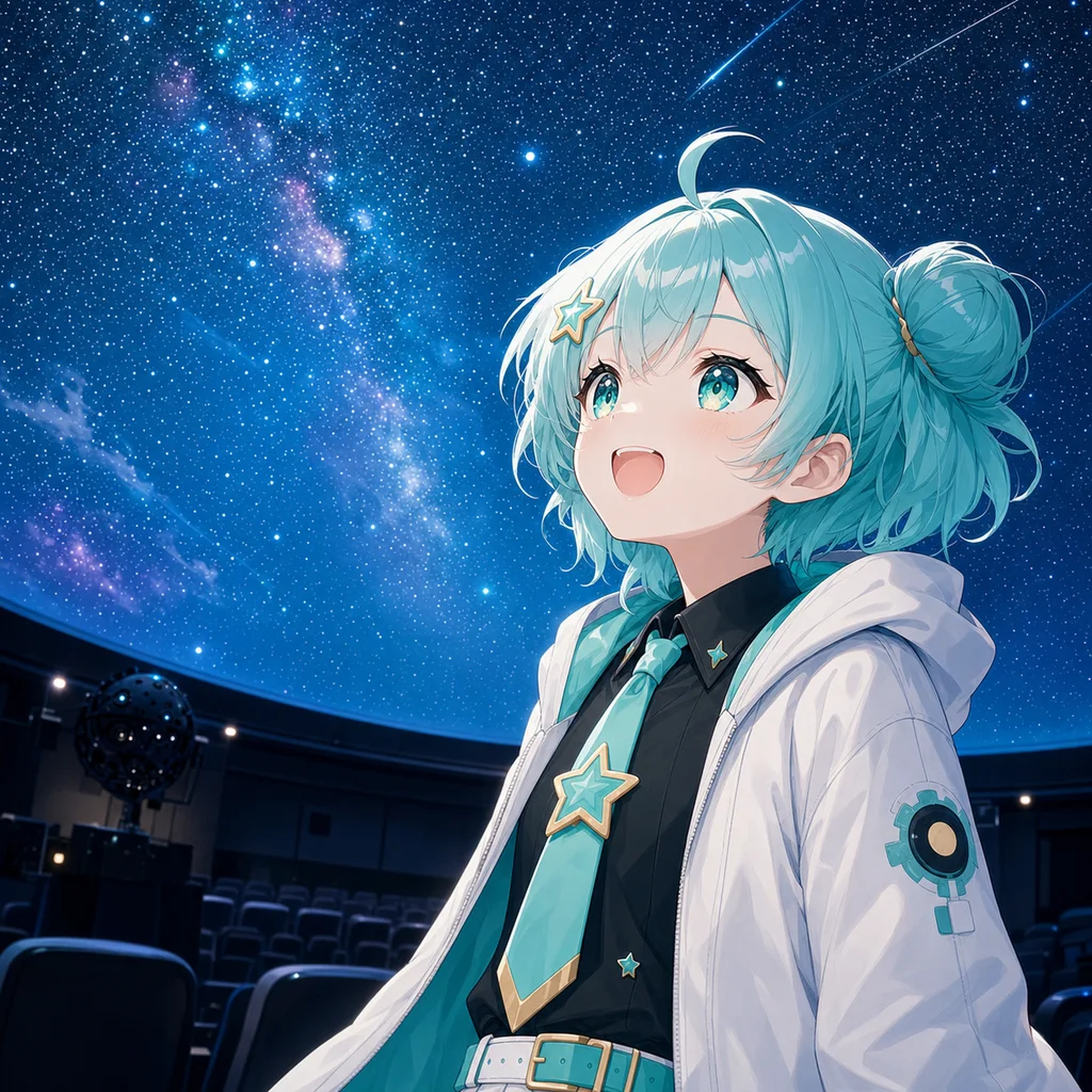 プラネタリウムで星空を楽しむ、なのは