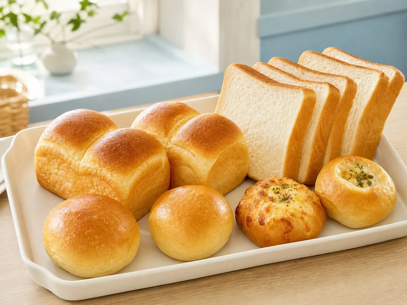親子で選びやすい小さめパンと食パンの盛り合わせ