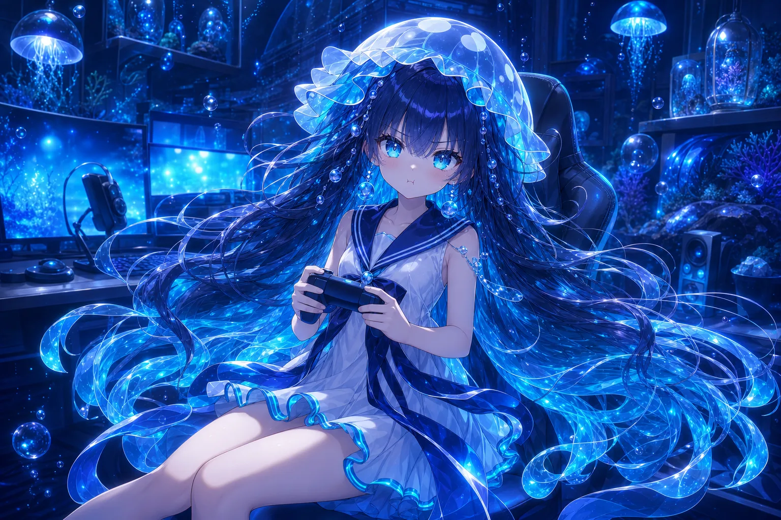 ゲームに負けてほっぺをふくらませる汐音くらら