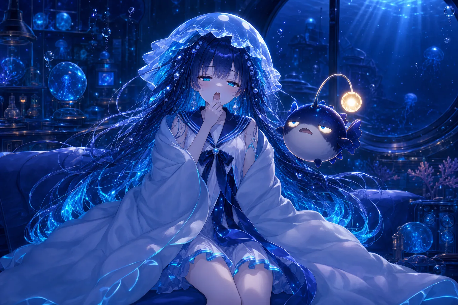 毛布にくるまり、ぷかと一緒にうとうとする汐音くらら